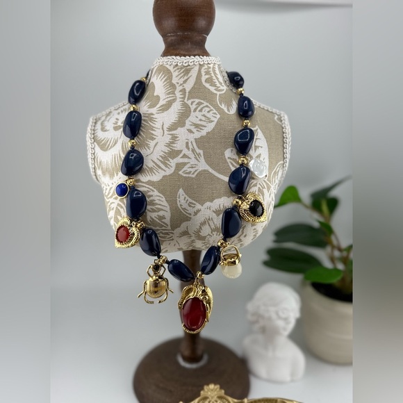 Statement Charm Necklace – Gold Plated with Acrylic Pearl Accents Anthropologie - Picture 6 of 10